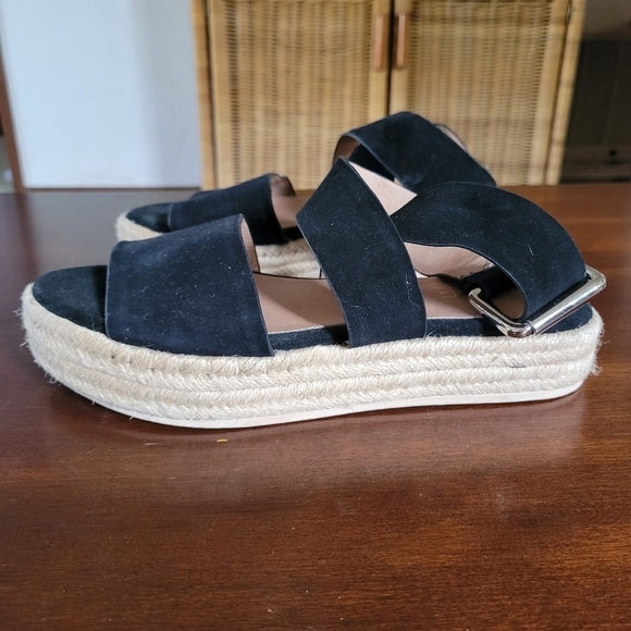 Raye Drew Espadrille Platform Sandal Sz 37.5 (US 7) Black - Picture 7 of 9